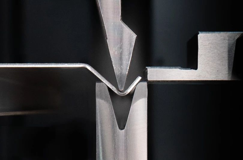 cnc press brake bending metal sheet into v shape