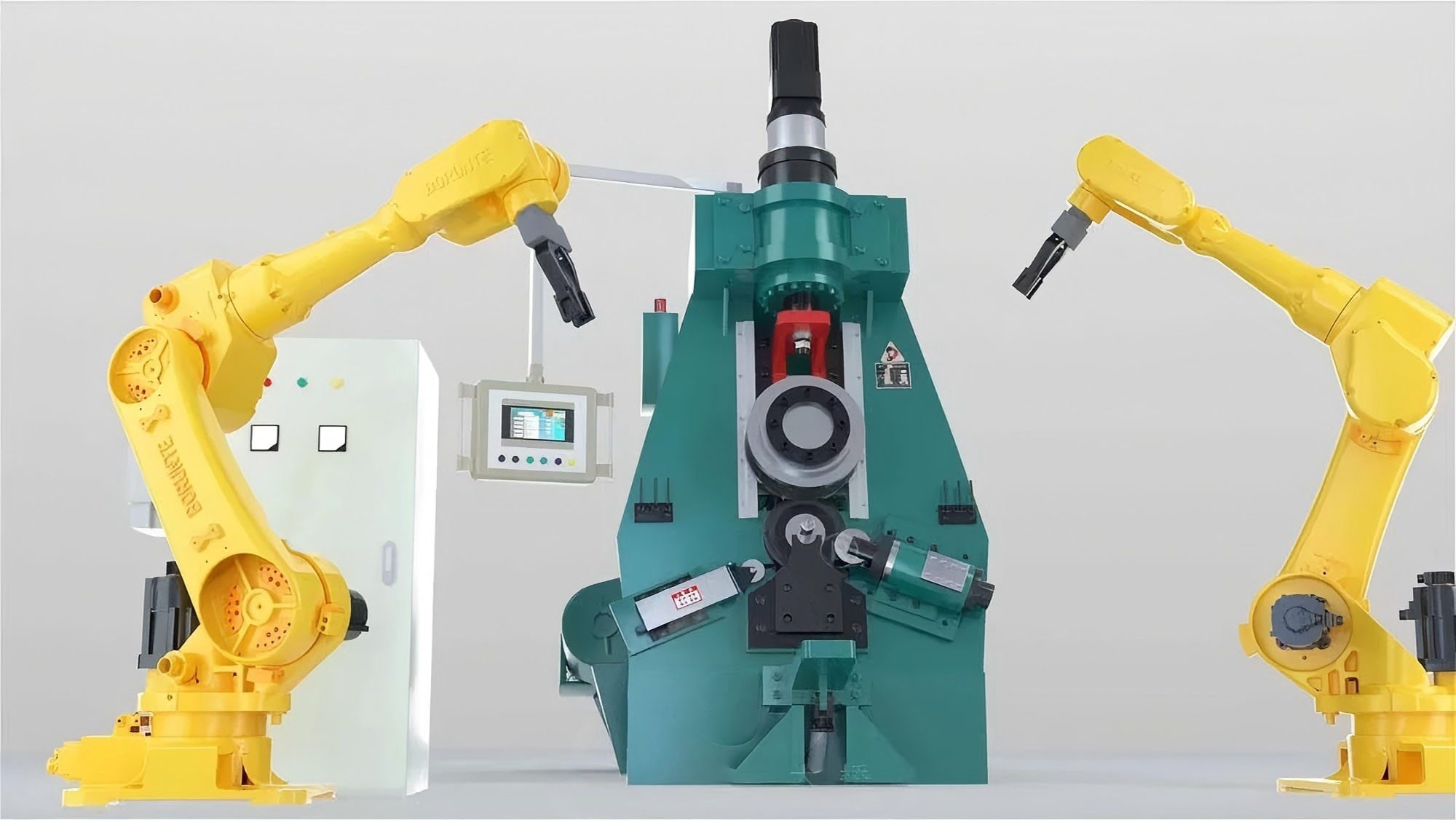 Máquina laminadora de anillos CNC con carga y descarga de brazo robótico totalmente automático