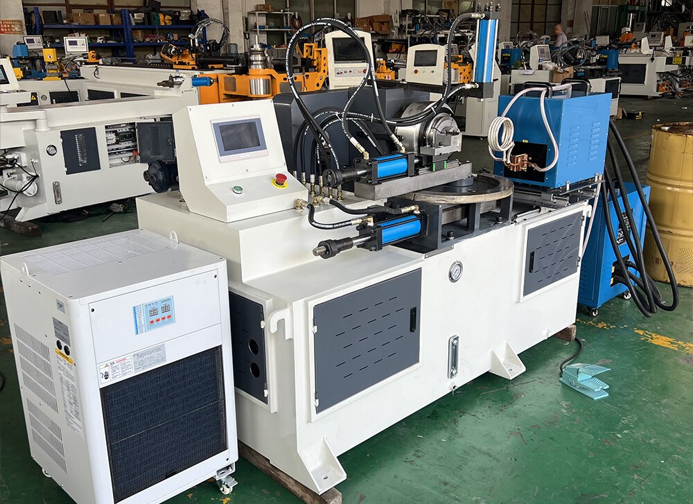 automatic tube end closing machine for boiler and heat exchanger pipes with rf heating