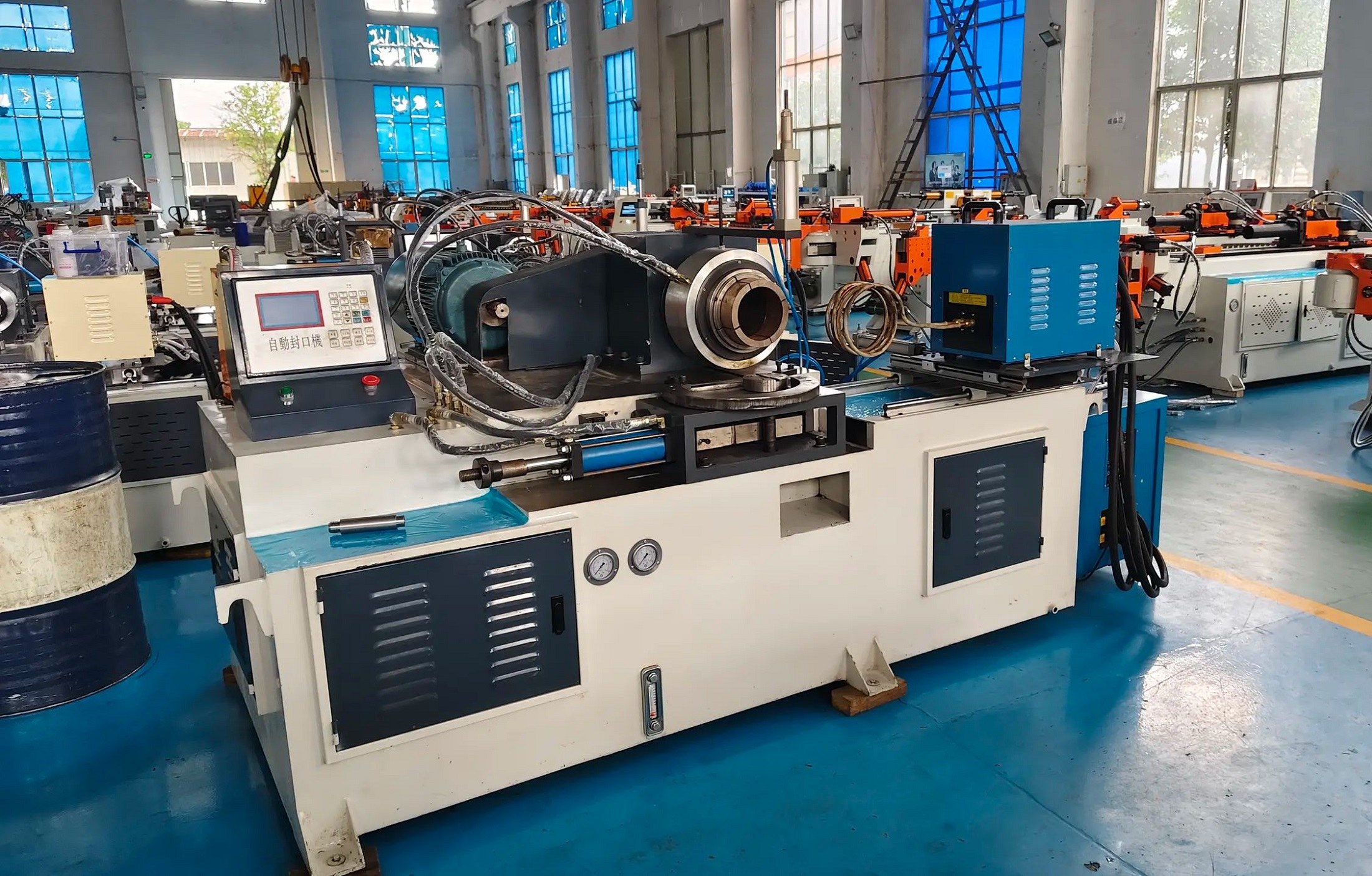 automatic tube end closing machine with high frequency heating