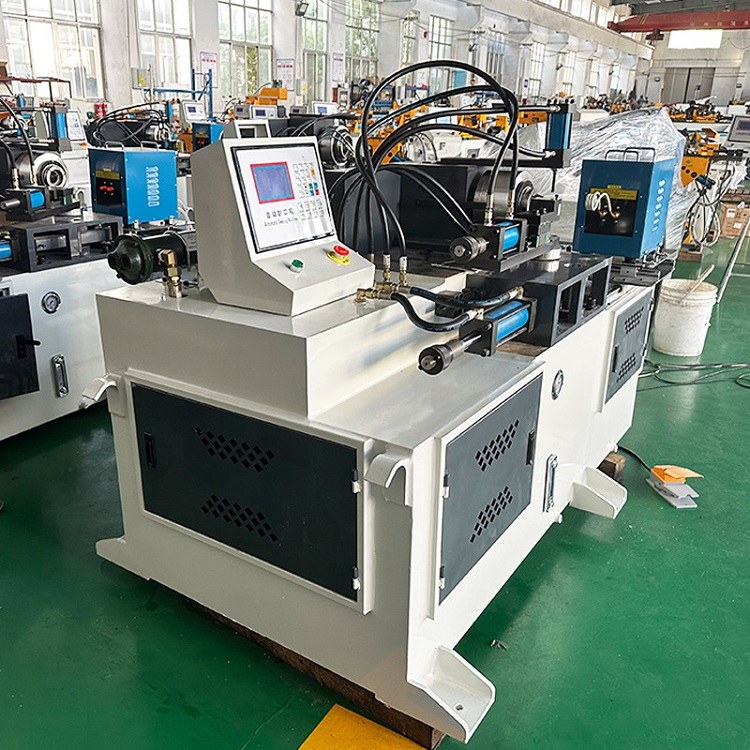 cnc automatic tube end closing machine back with vibratory feeder 2