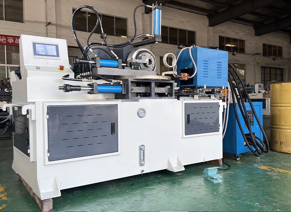 cnc tube end closing machine for automotive exhaust pipes with high frequency heating