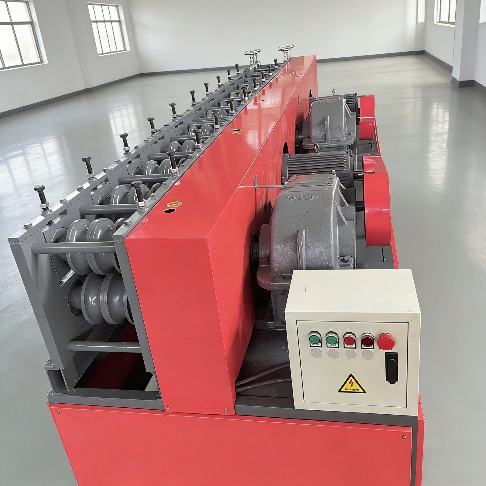 machine de profilage à rouleaux pour tubes carrés, entrée pour tubes ronds