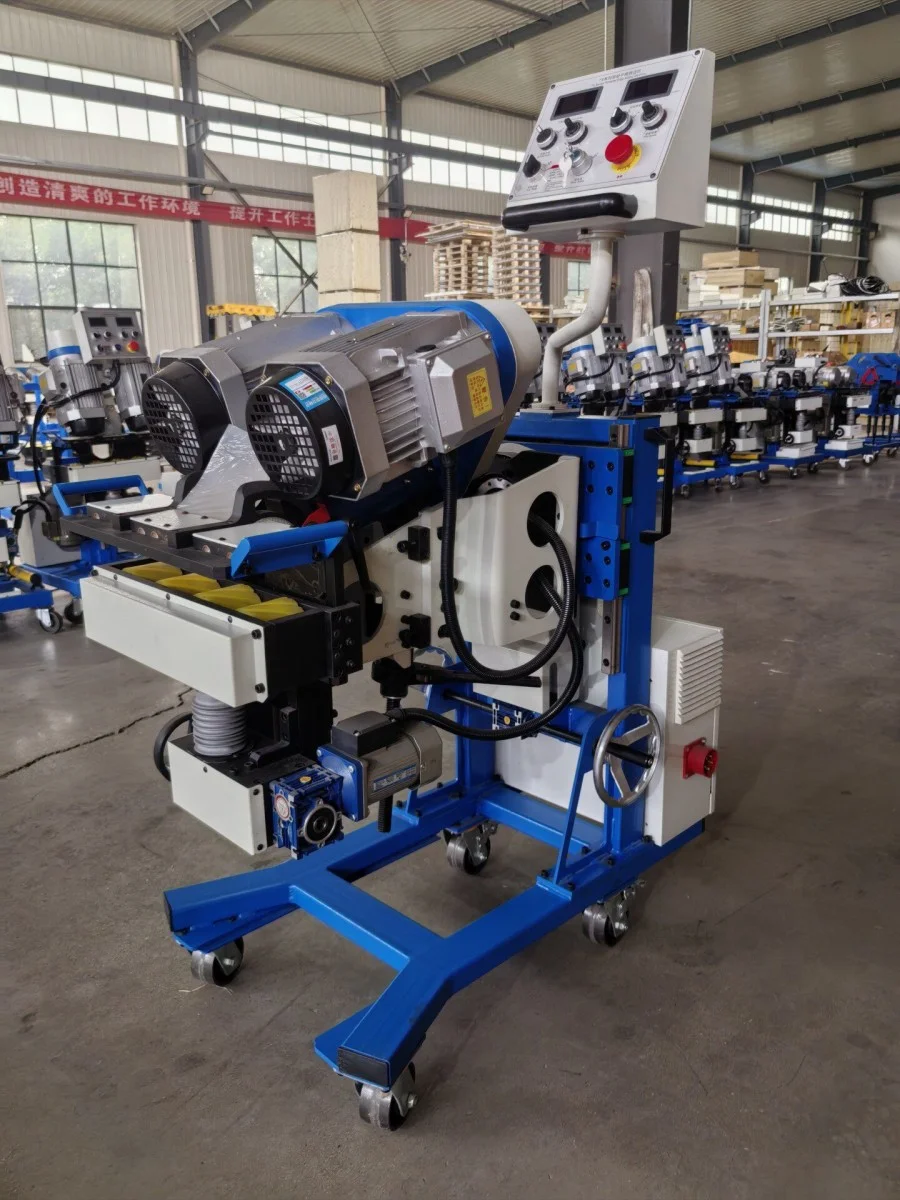 auto feeding double side plate beveling machine with trolley