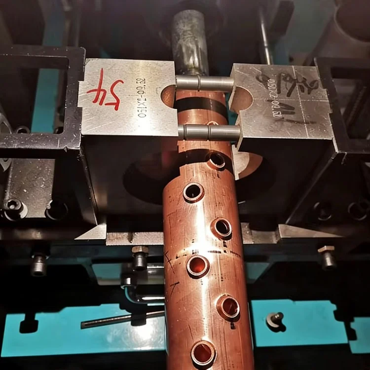 finished copper tube with flanged holes