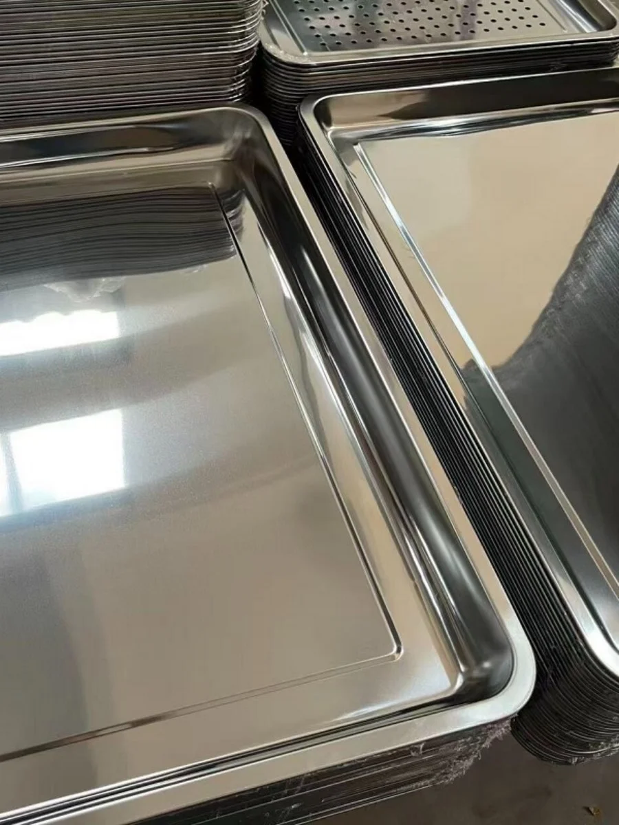 stainless steel square tray perforated draining smooth surface options industrial metal tray