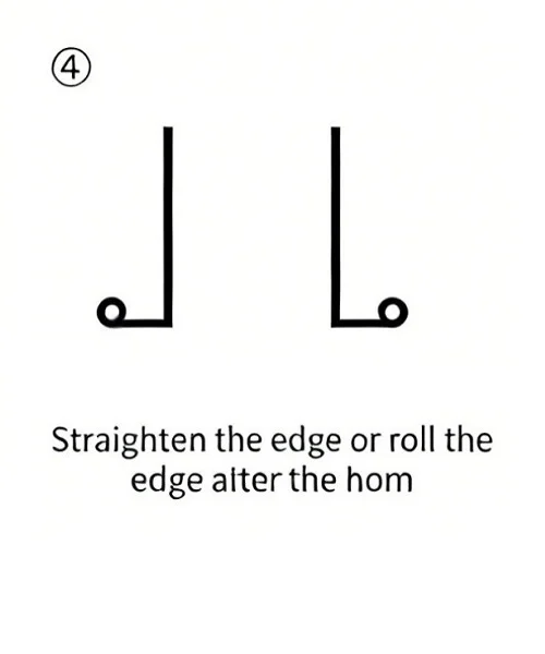 straighten the edge or roll the edge after the hem