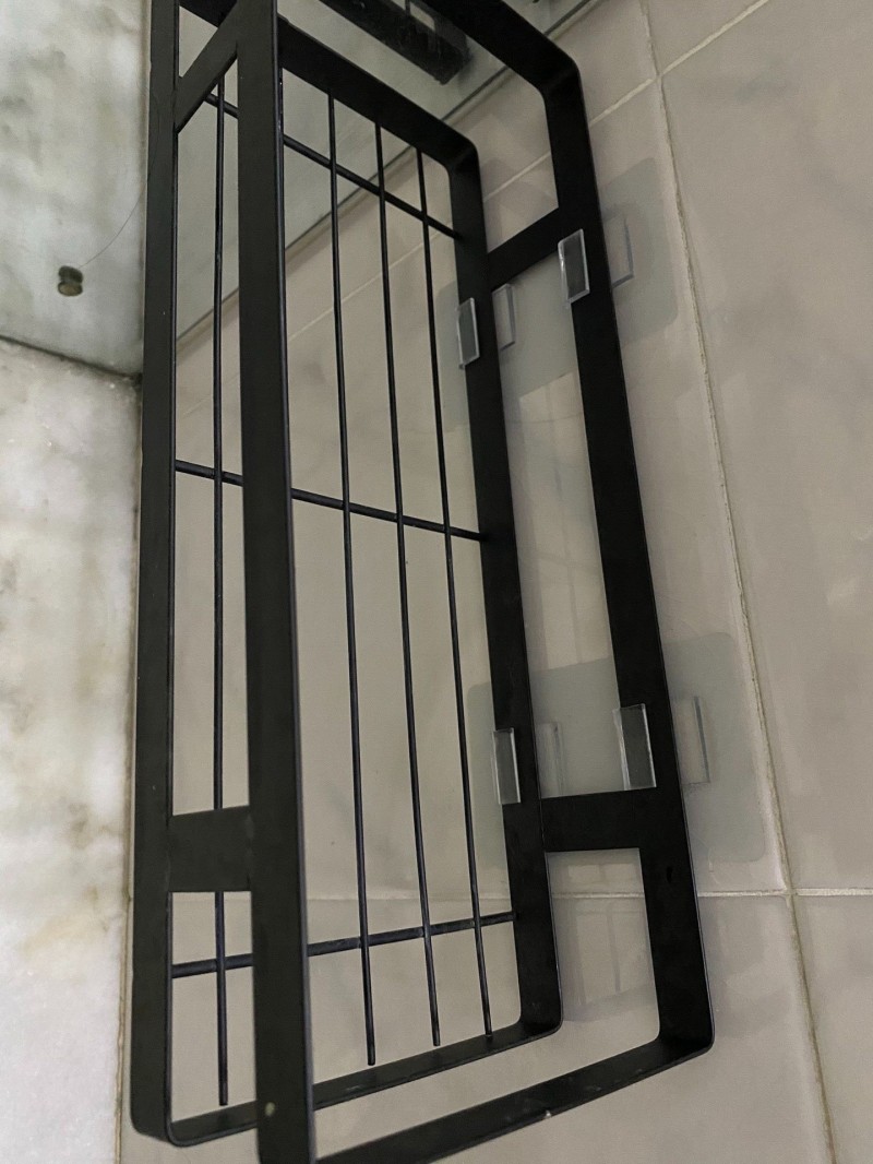 black no drill bathroom shelf wall mounted storage basket