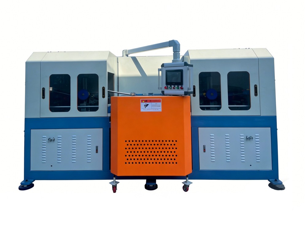 cnc three stand wire flattener full view orange blue design