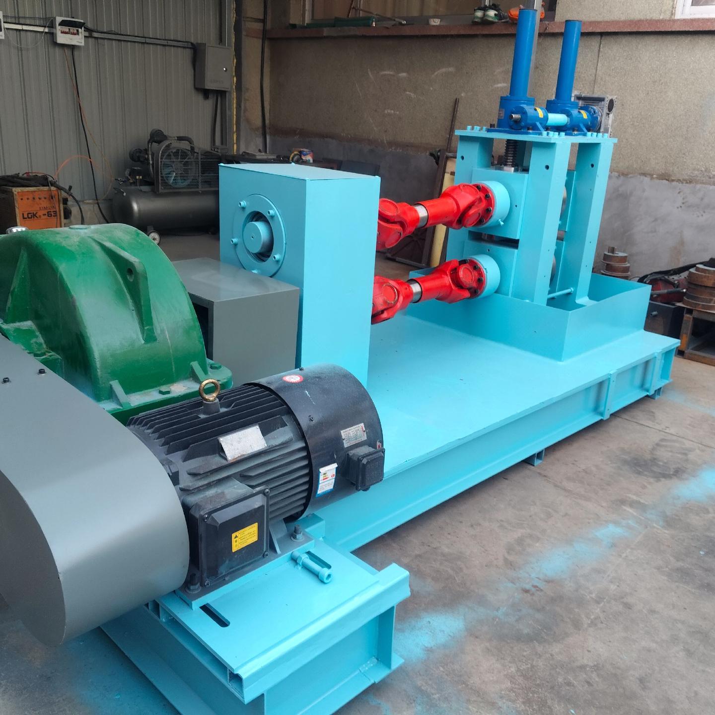 custom lake blue heavy duty 2 roll wire flattening machine full view