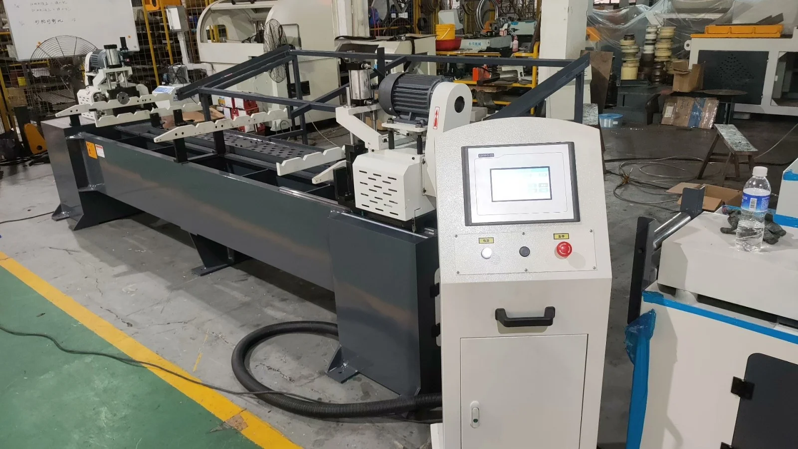 double head servo chamfering machine with support feeding system