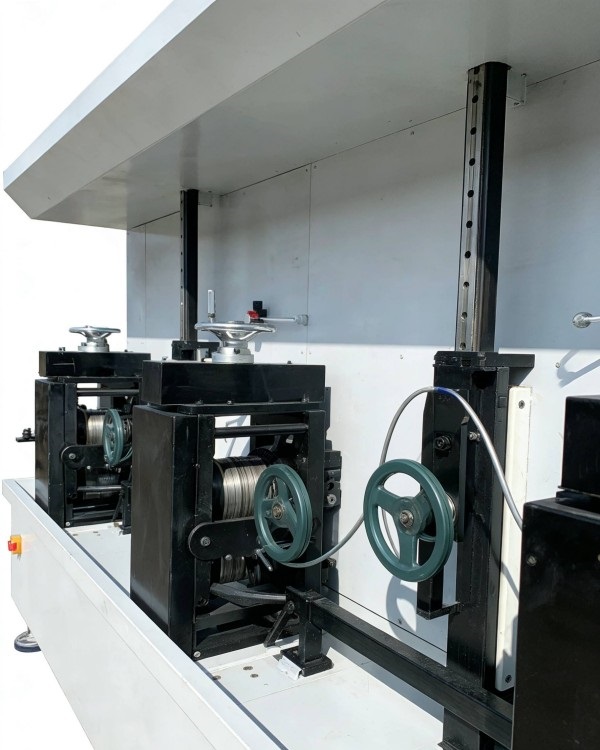 three stand rollers forming area cnc flattener core station