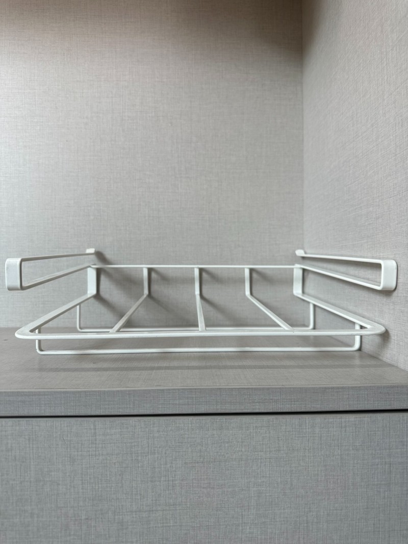 white no drill under cabinet shelf iron storage rack